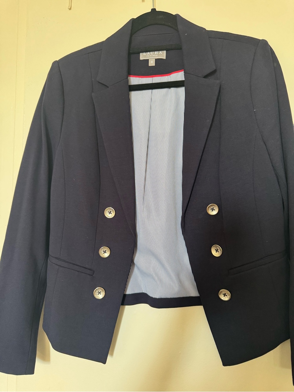 LAURA Navy Double-Breasted Blazer with Gold Buttons